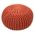 Pouf halkaisija 55 cm (oranssinpunainen) - Neulottu jakkara/lattiatyyny - Karkea neulos näyttää erittäin korkealta 37 cm
