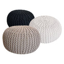 Pouf set of 3 - Diameter 55 cm knitted stool/floor cushion - Coarse knit look