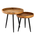 Sivupöytä puun pyöreä halkaisija 40 tai 50 cm. Sohvapöytä olohuoneen pöytä Vancouver metallijalat mattamusta